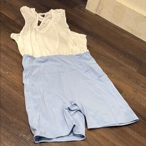 FP Movement by Free People White and Light Blue Radiant Shortsie -Worn one time!